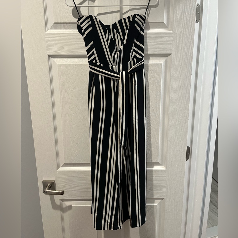 H&M Black & White Strapless Jumpsuit